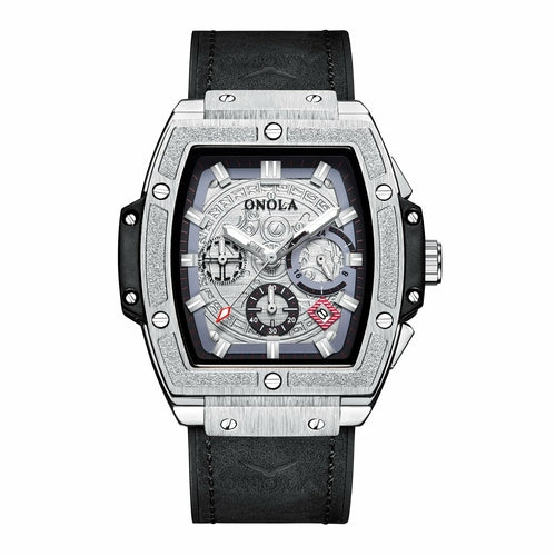 Multifunctional Men's Leather Quartz Watch