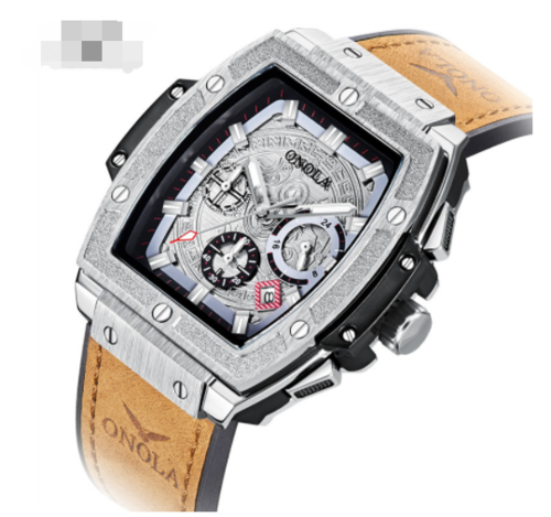 Multifunctional Men's Leather Quartz Watch