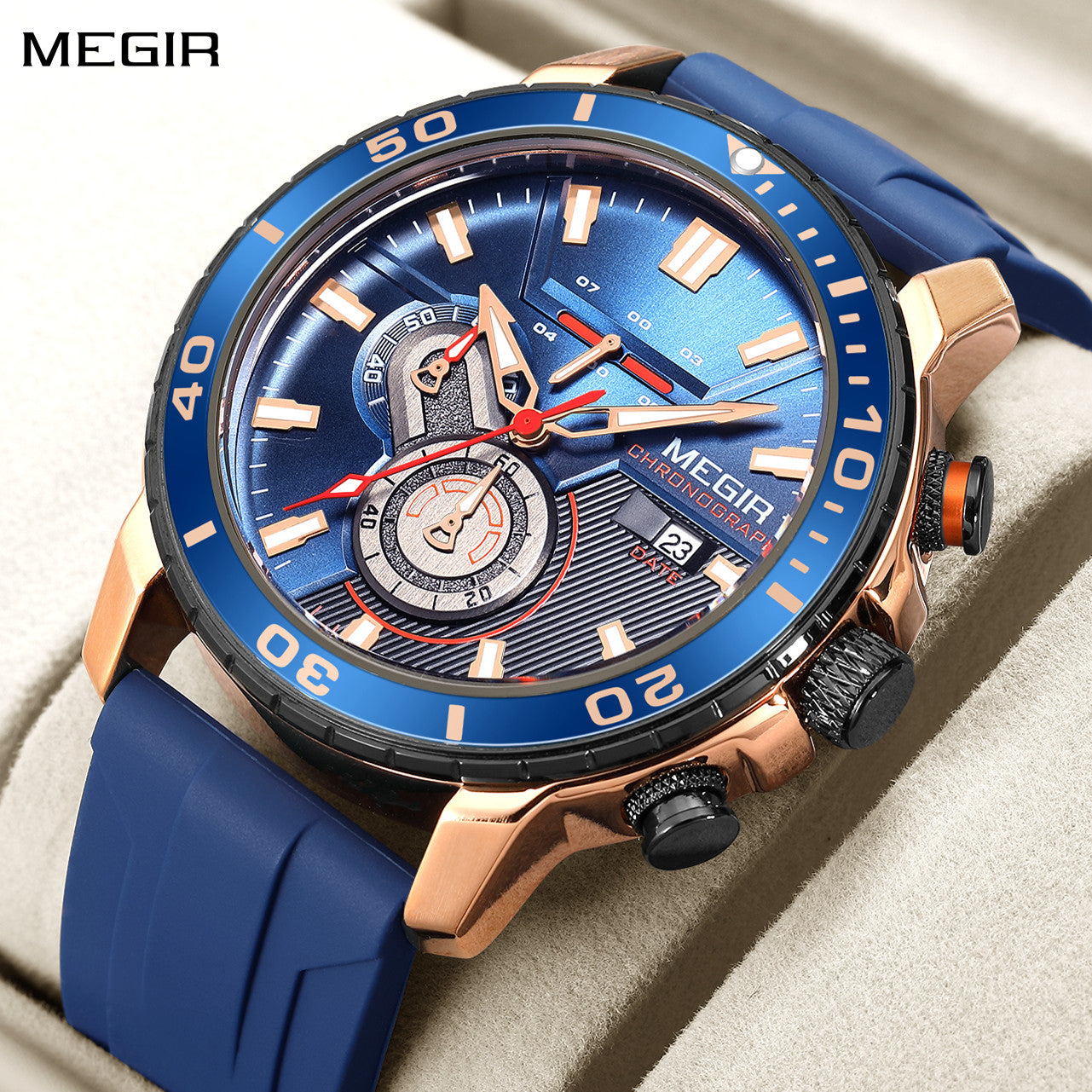 Luxury Military Watches for Men Fashion Sport Quartz Wristwatch Waterproof Silicone Band Male Clock Chronograph with Date