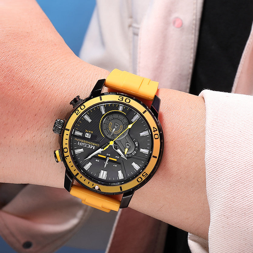 Luxury Military Watches for Men Fashion Sport Quartz Wristwatch Waterproof Silicone Band Male Clock Chronograph with Date
