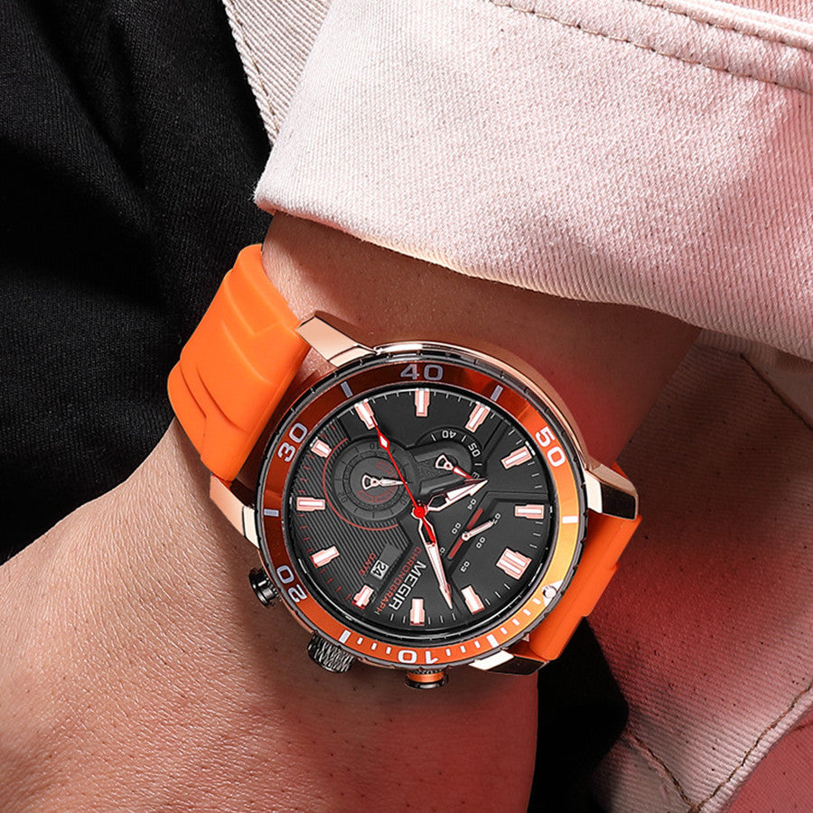Luxury Military Watches for Men Fashion Sport Quartz Wristwatch Waterproof Silicone Band Male Clock Chronograph with Date