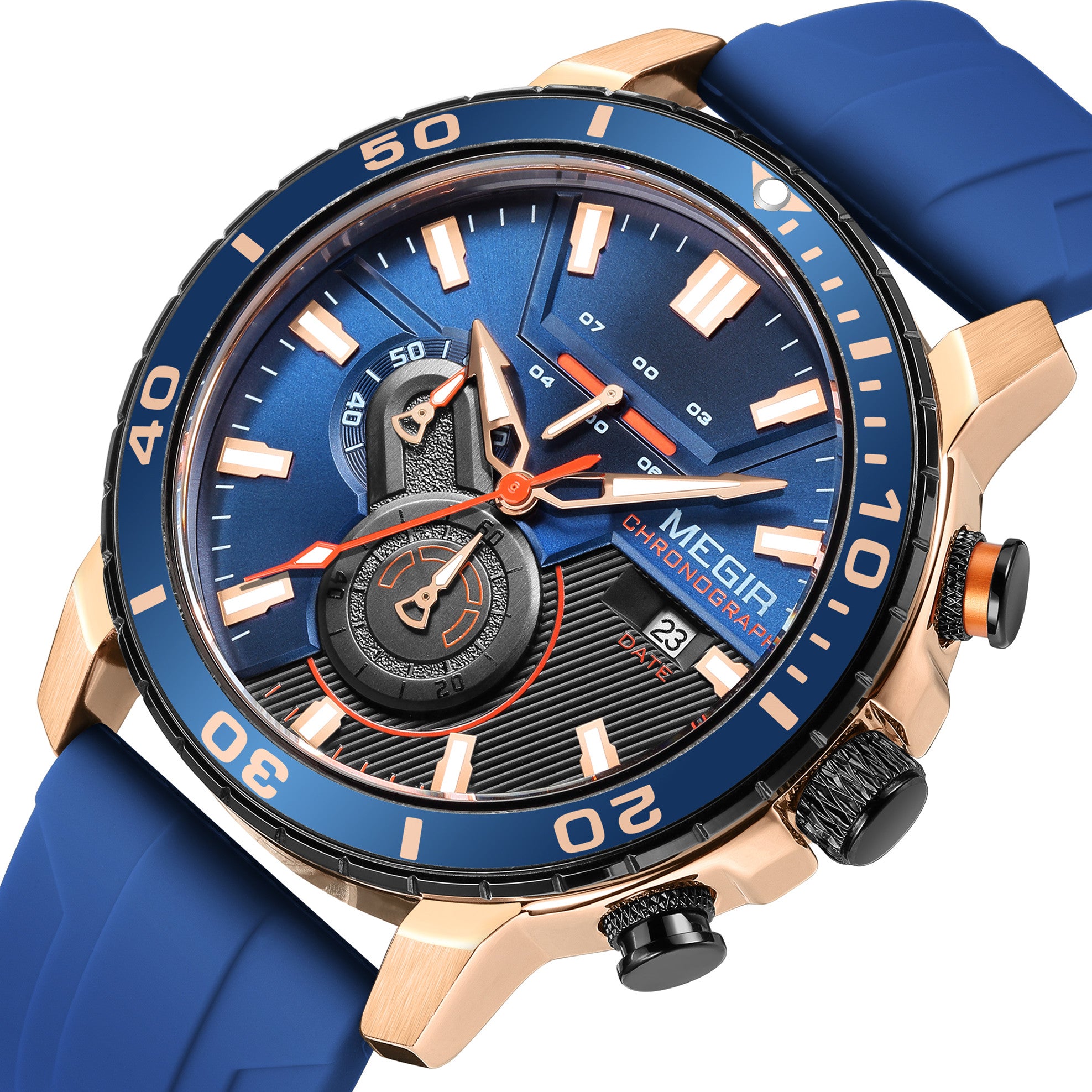 Luxury Military Watches for Men Fashion Sport Quartz Wristwatch Waterproof Silicone Band Male Clock Chronograph with Date