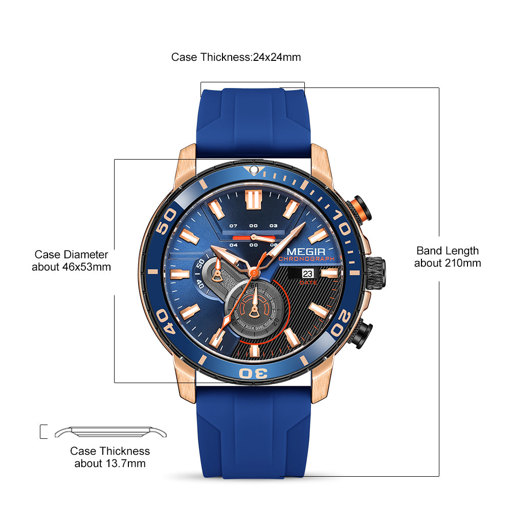 Luxury Military Watches for Men Fashion Sport Quartz Wristwatch Waterproof Silicone Band Male Clock Chronograph with Date