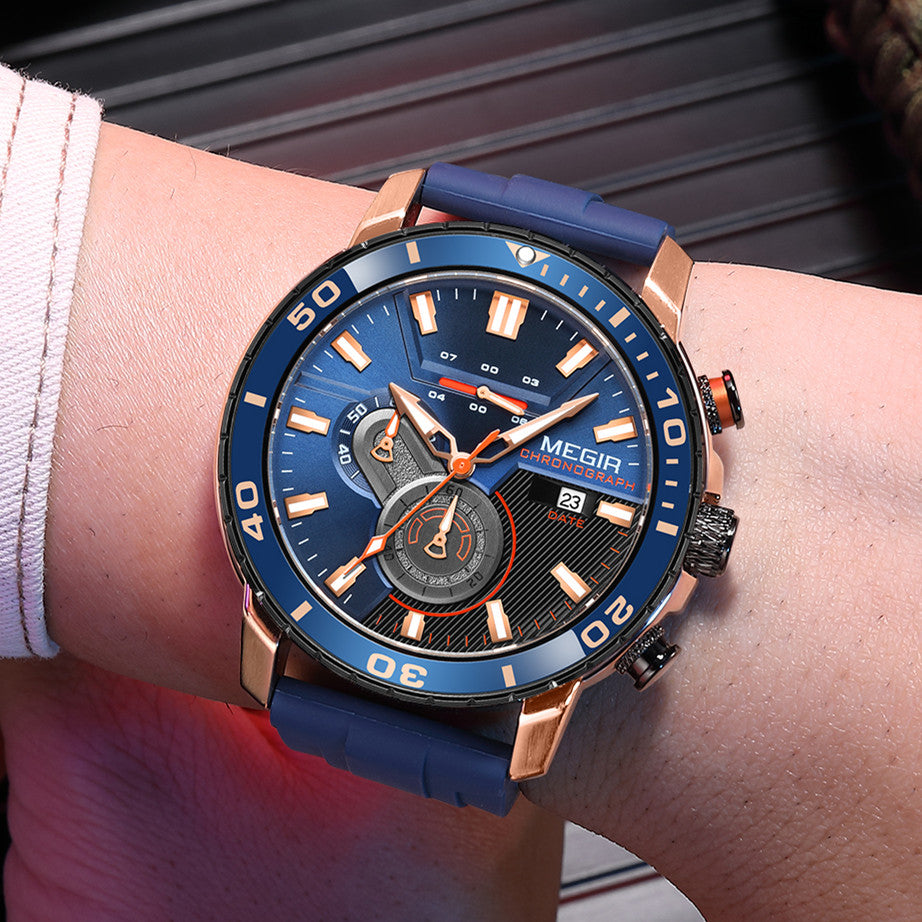 Luxury Military Watches for Men Fashion Sport Quartz Wristwatch Waterproof Silicone Band Male Clock Chronograph with Date