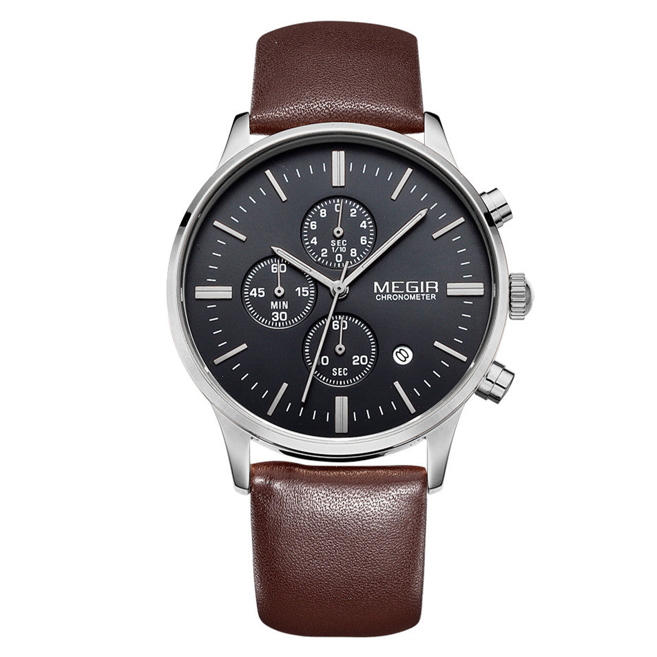 Sport Watch for Men Luxury Waterproof Quartz Clock Leather Wristwatch Luminous Military Watches