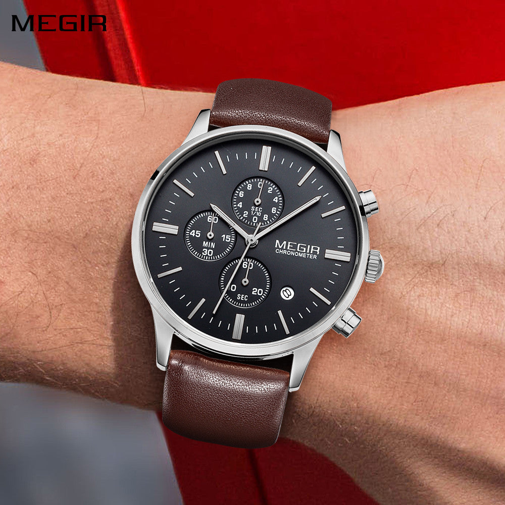 Sport Watch for Men Luxury Waterproof Quartz Clock Leather Wristwatch Luminous Military Watches