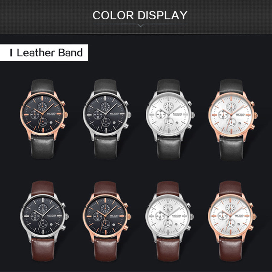 Sport Watch for Men Luxury Waterproof Quartz Clock Leather Wristwatch Luminous Military Watches
