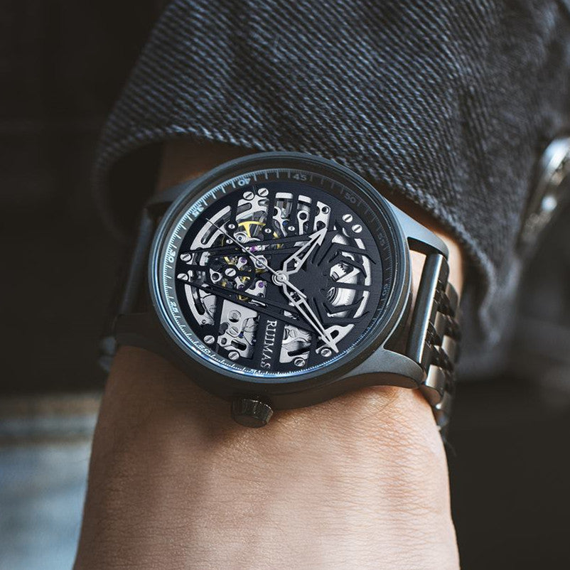 Mechanical Chronograph Clock Stainless Steel Casual  Business Watch