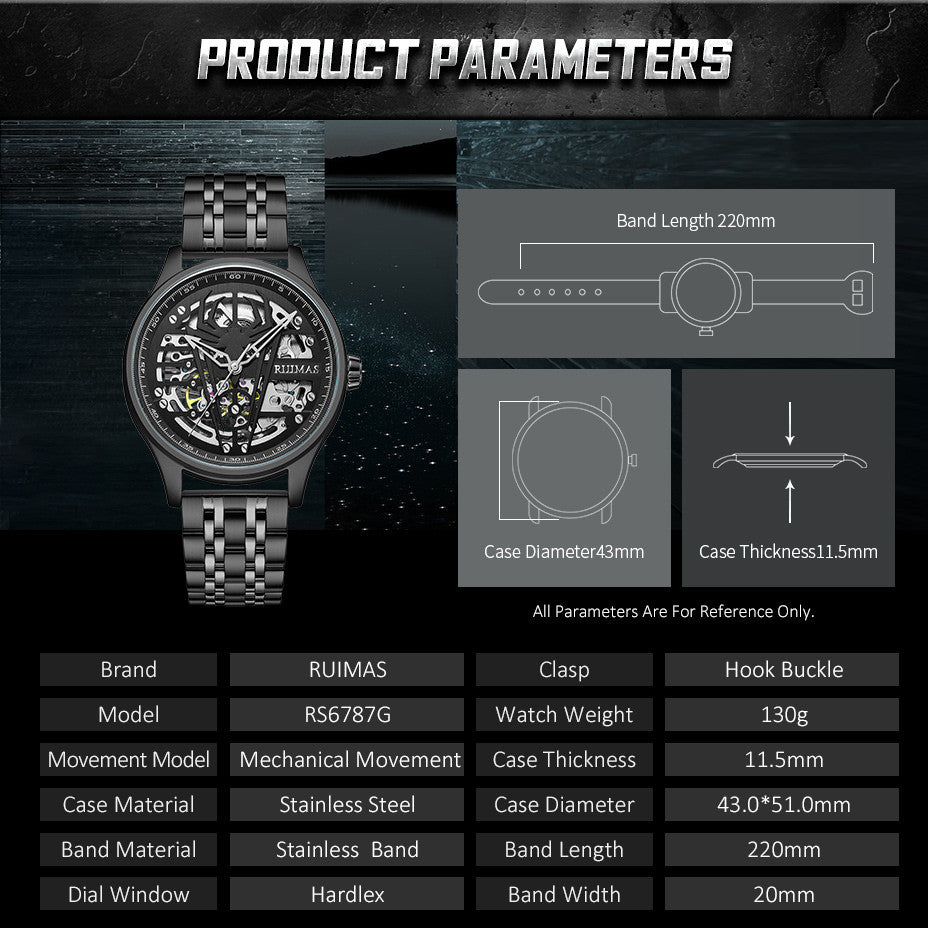 Mechanical Chronograph Clock Stainless Steel Casual  Business Watch