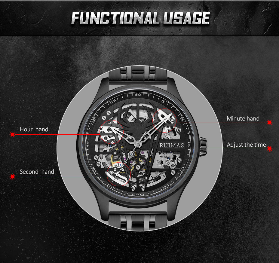 Mechanical Chronograph Clock Stainless Steel Casual  Business Watch