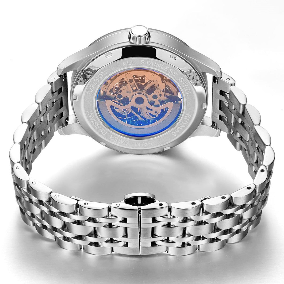 Mechanical Chronograph Clock Stainless Steel Casual  Business Watch