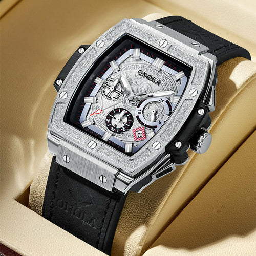 Multifunctional Men's Leather Quartz Watch