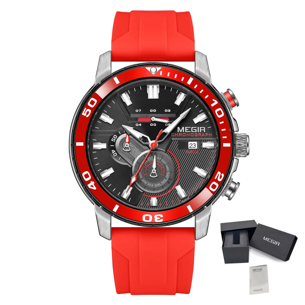 Luxury Military Watches for Men Fashion Sport Quartz Wristwatch Waterproof Silicone Band Male Clock Chronograph with Date
