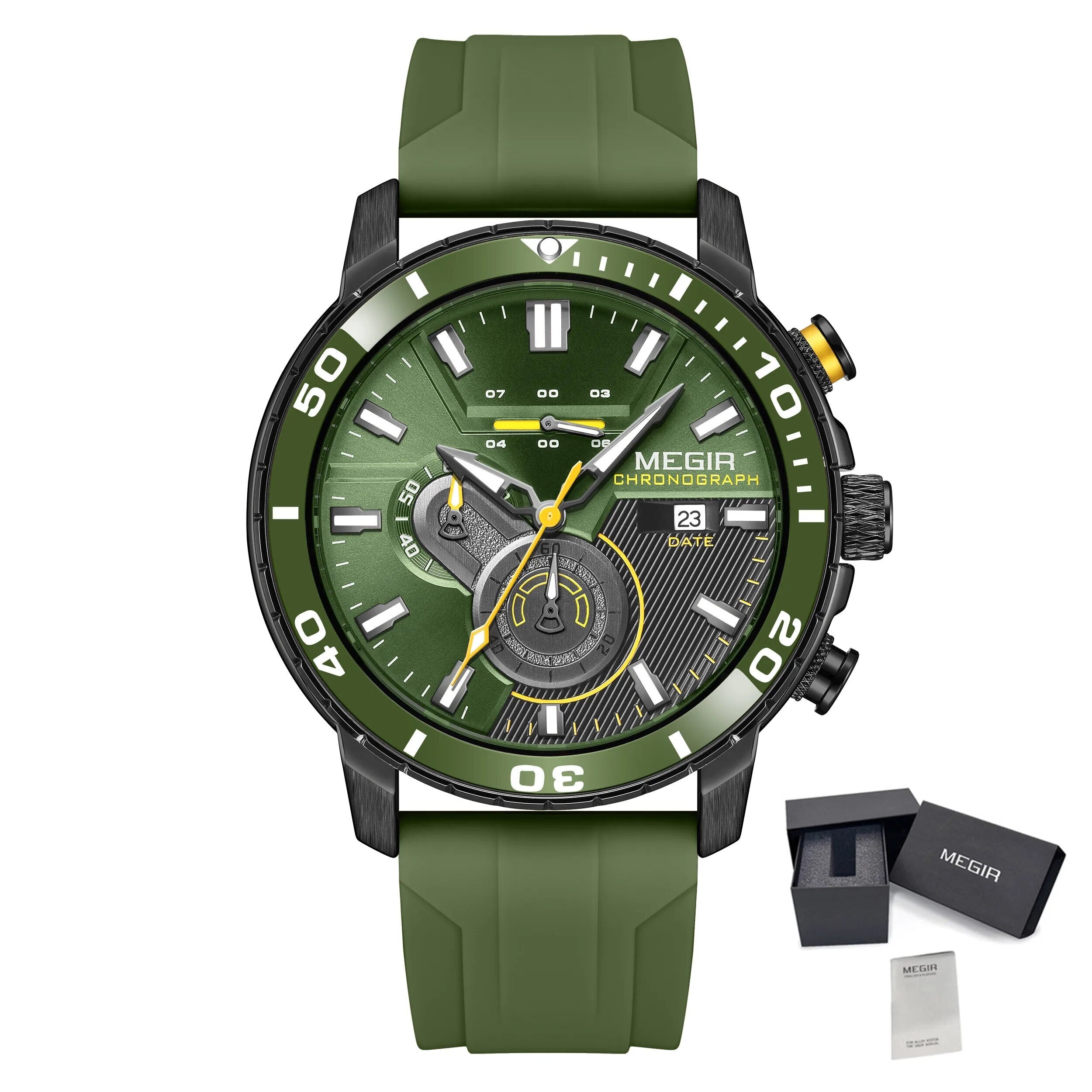 Luxury Military Watches for Men Fashion Sport Quartz Wristwatch Waterproof Silicone Band Male Clock Chronograph with Date