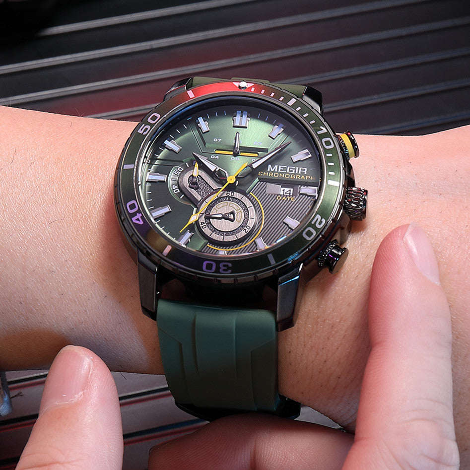 Luxury Military Watches for Men Fashion Sport Quartz Wristwatch Waterproof Silicone Band Male Clock Chronograph with Date