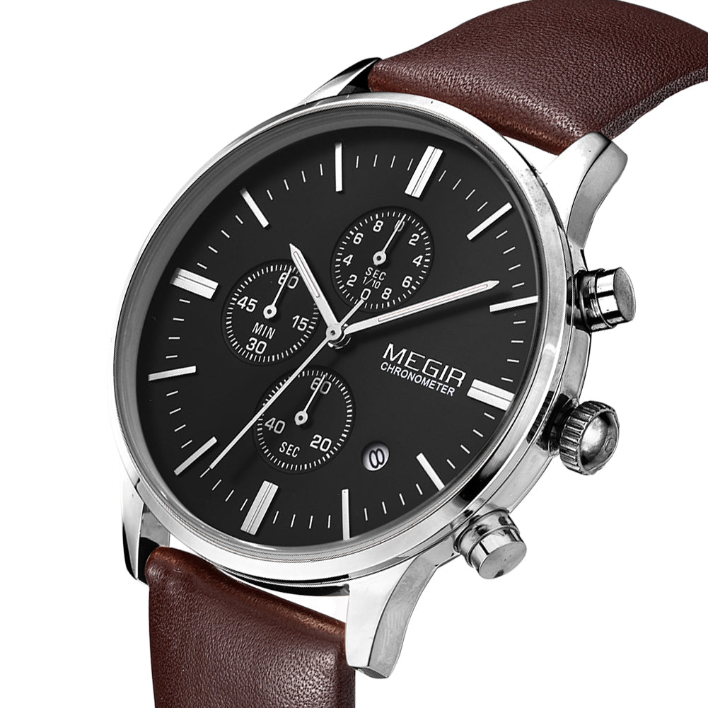 Sport Watch for Men Luxury Waterproof Quartz Clock Leather Wristwatch Luminous Military Watches