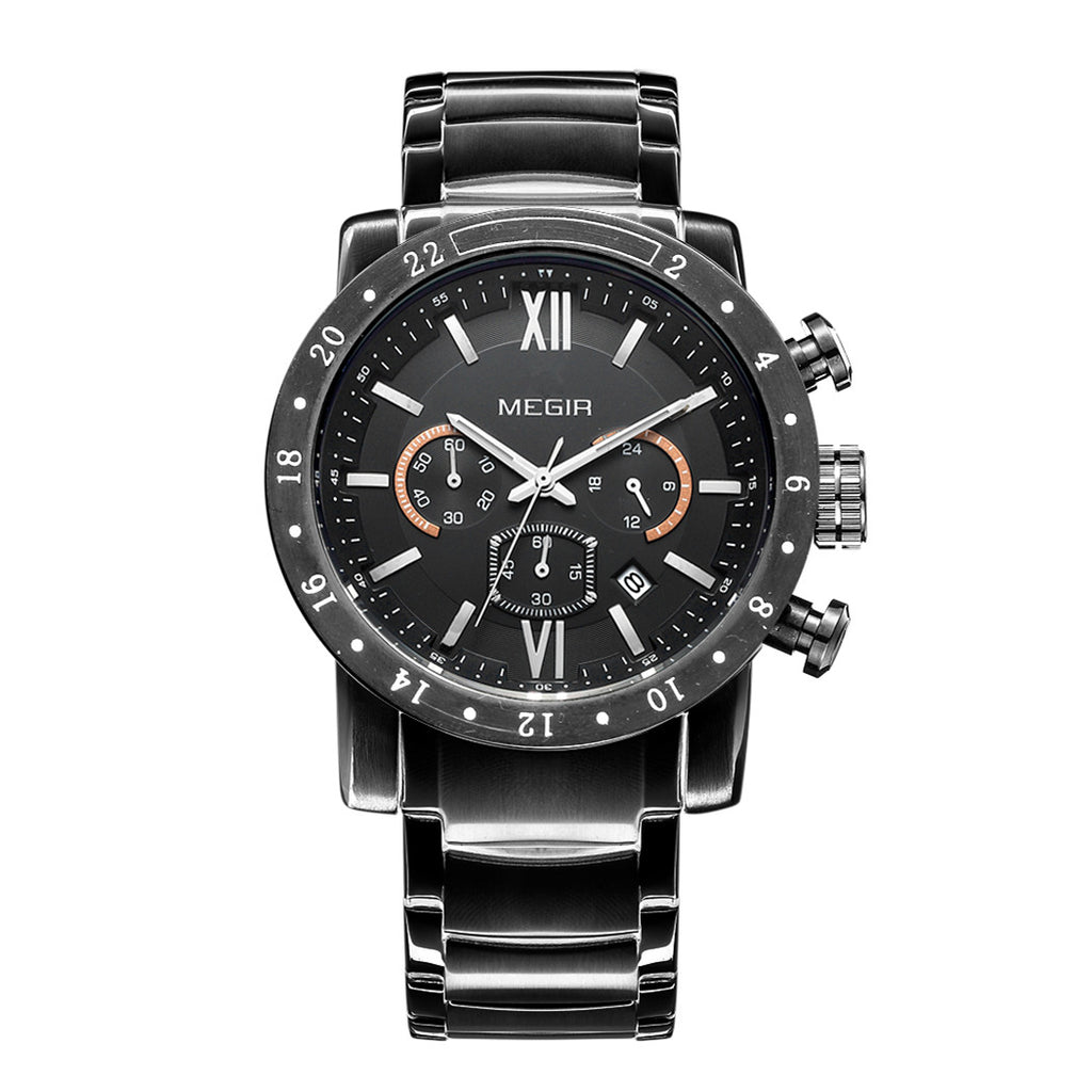 Luxury Men's Business Watches Chronograph Waterproof Stainless Steel Quartz Watch