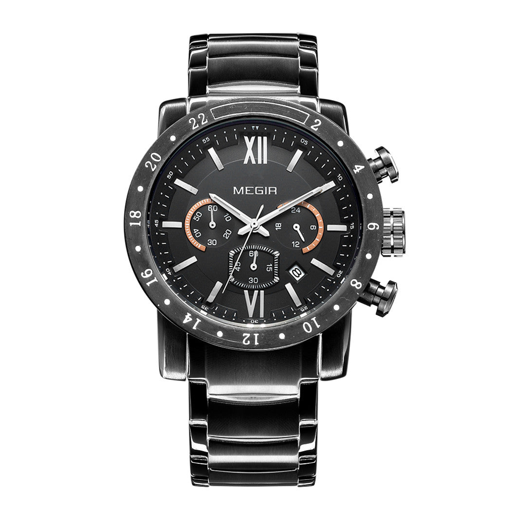 Luxury Men's Business Watches Chronograph Waterproof Stainless Steel Quartz Watch