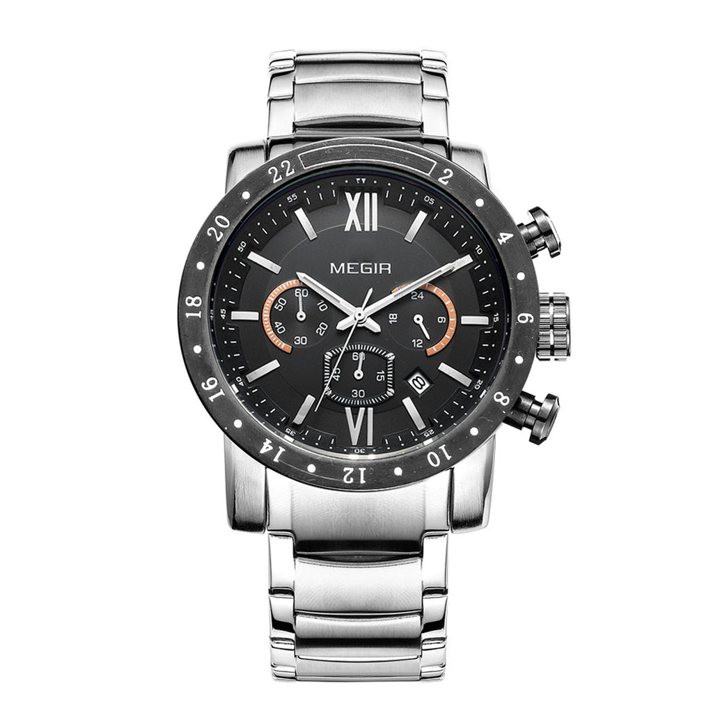Luxury Men's Business Watches Chronograph Waterproof Stainless Steel Quartz Watch