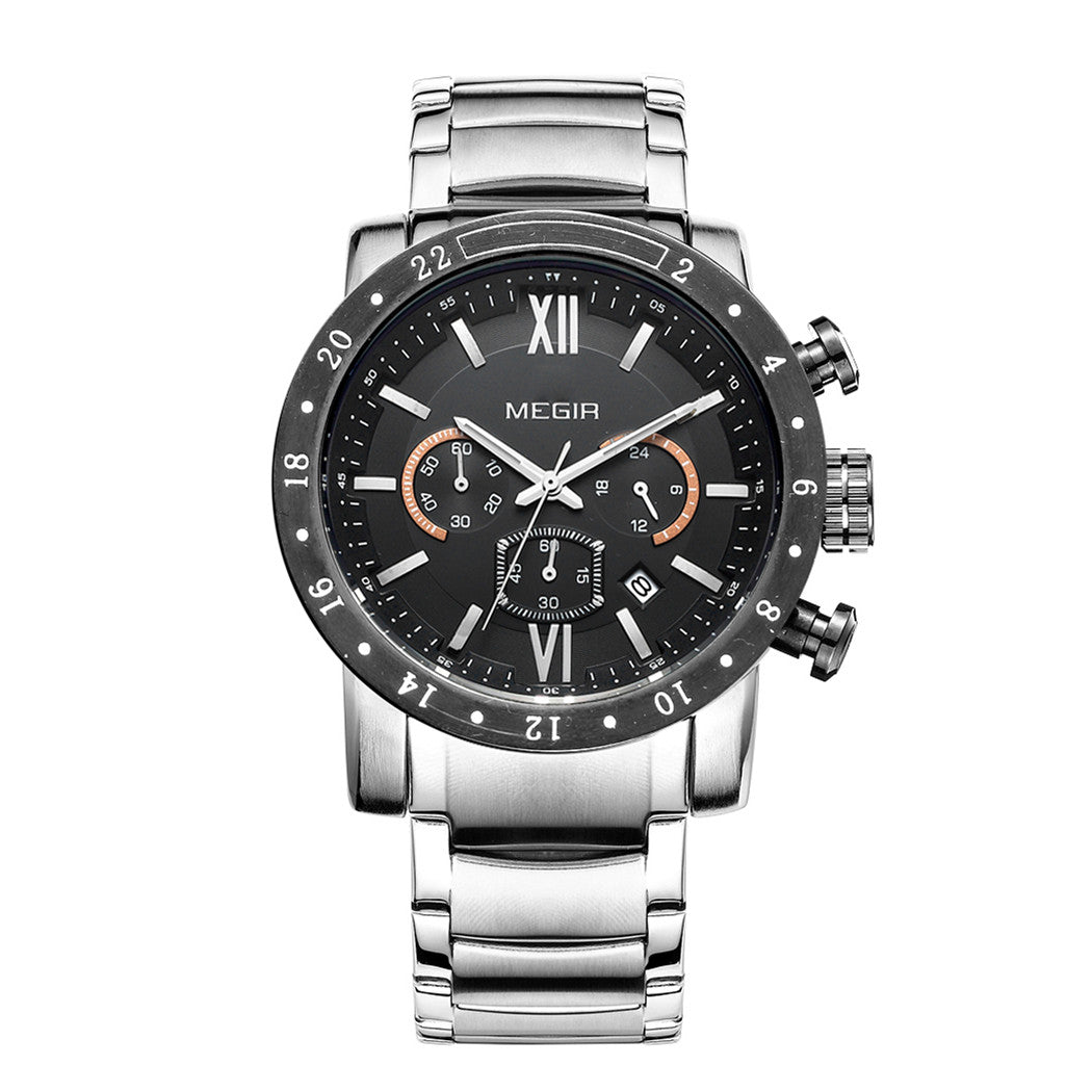 Luxury Men's Business Watches Chronograph Waterproof Stainless Steel Quartz Watch