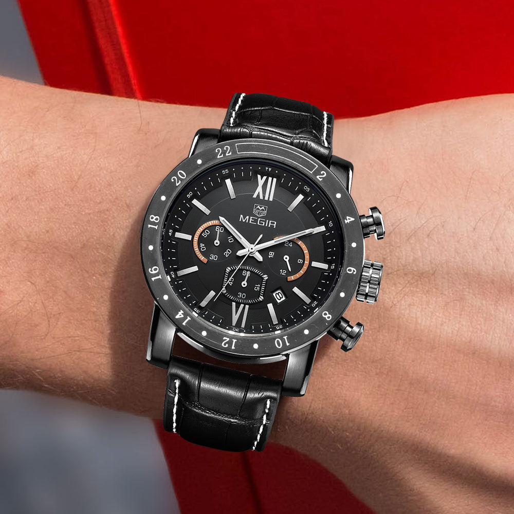 Luxury Men's Business Watches Chronograph Waterproof Stainless Steel Quartz Watch