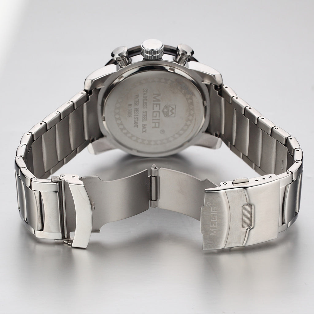 Luxury Men's Business Watches Chronograph Waterproof Stainless Steel Quartz Watch