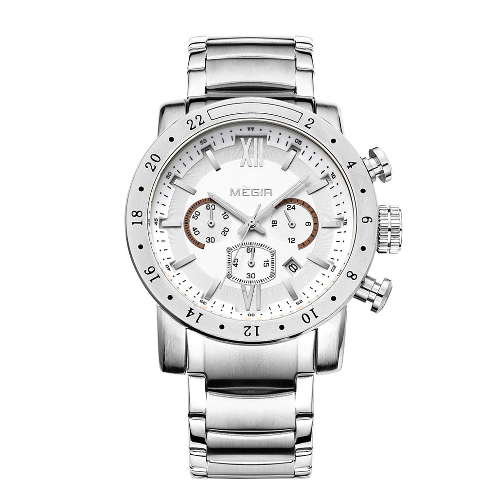 Luxury Men's Business Watches Chronograph Waterproof Stainless Steel Quartz Watch