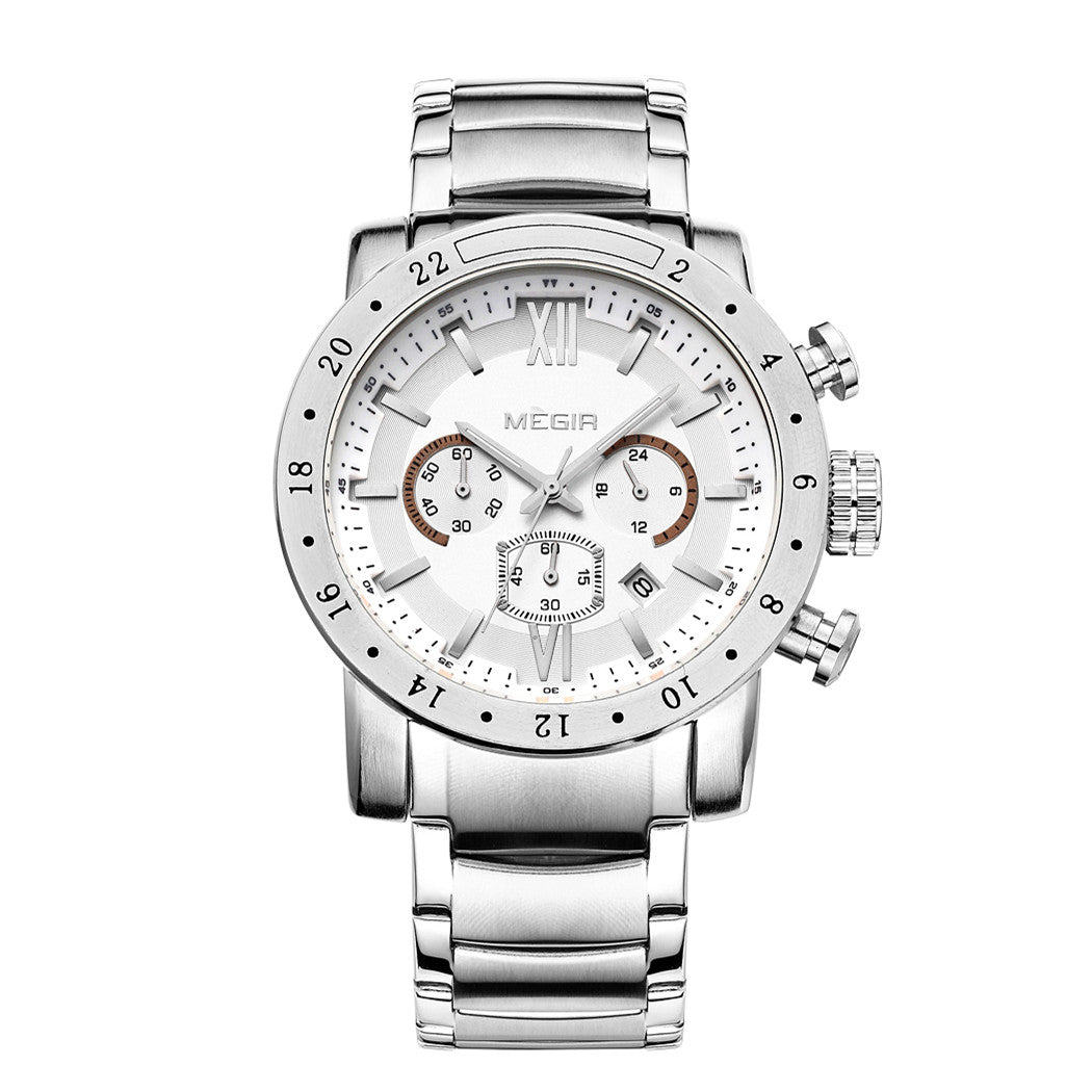Luxury Men's Business Watches Chronograph Waterproof Stainless Steel Quartz Watch