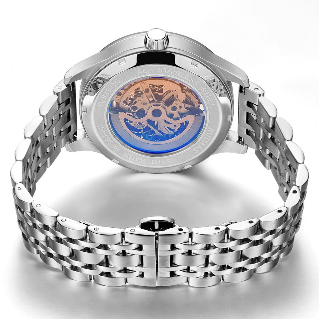 Mechanical Chronograph Clock Stainless Steel Casual  Business Watch