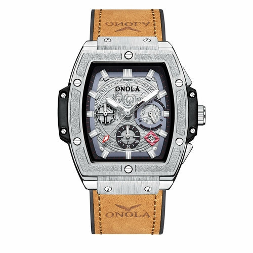 Multifunctional Men's Leather Quartz Watch