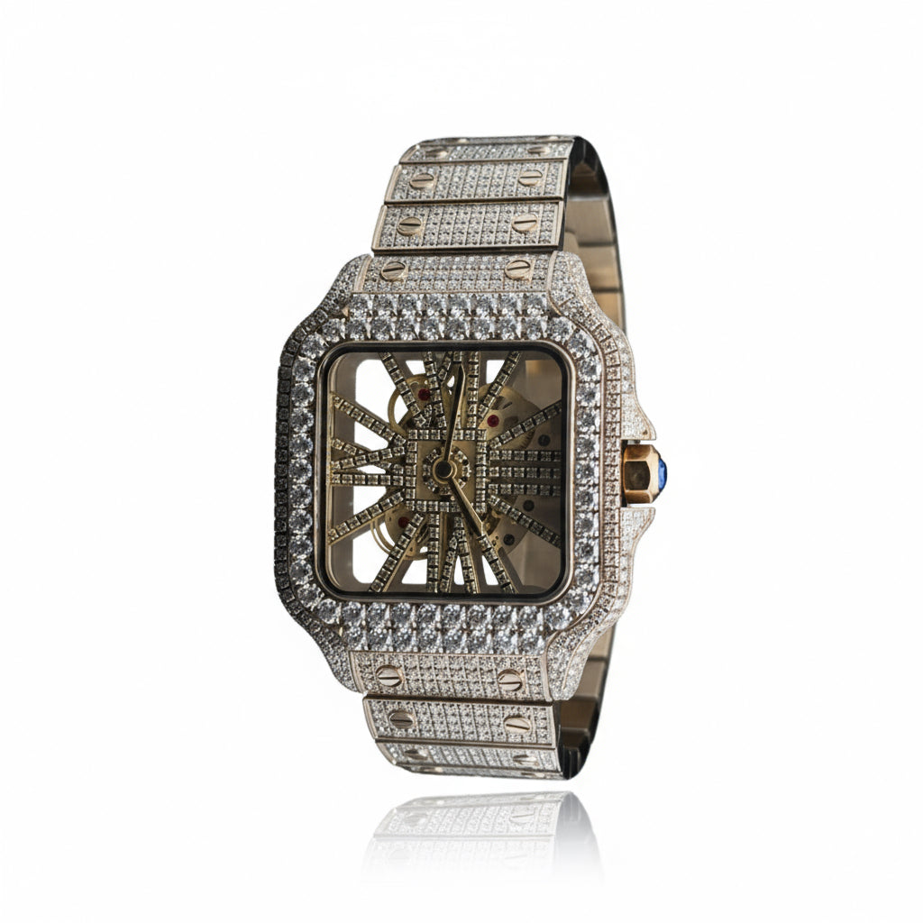 Enigma Steel Yellow Gold Moissanite Watch