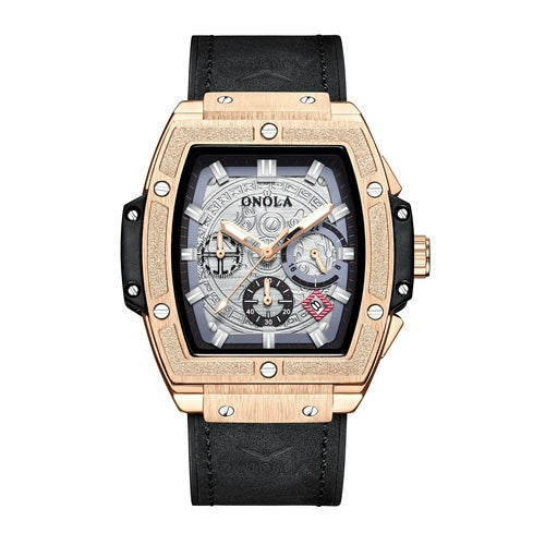Multifunctional Men's Leather Quartz Watch