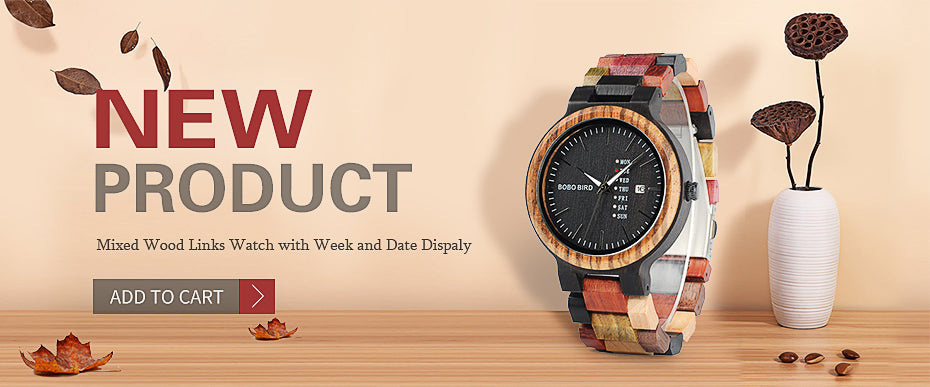 Wood Wrist Watches Natural Calendar Display